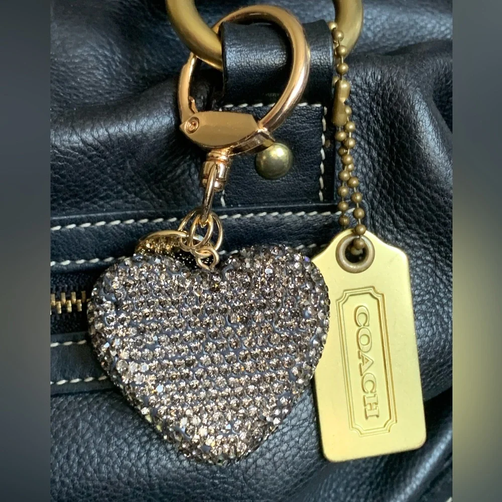 HEART Keychain/ Bag Charm WITH Black Crystals